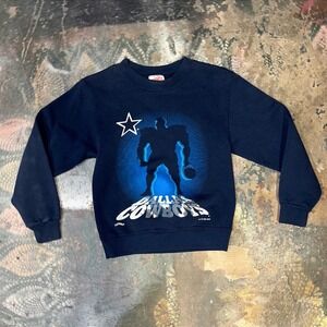 Vintage Dallas Cowboys Nutmeg Mills Kids Medium Crewneck Sweatshirt Made in USA
